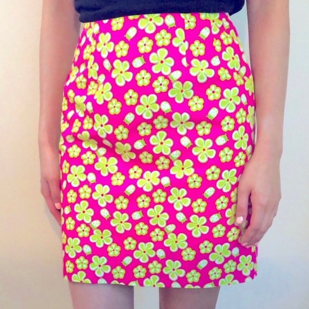 Lilly Pulitzer Rare Pink Green Dune Buggy Mini Skirt Size 4 Barbiecore Stretch - Picture 8 of 8